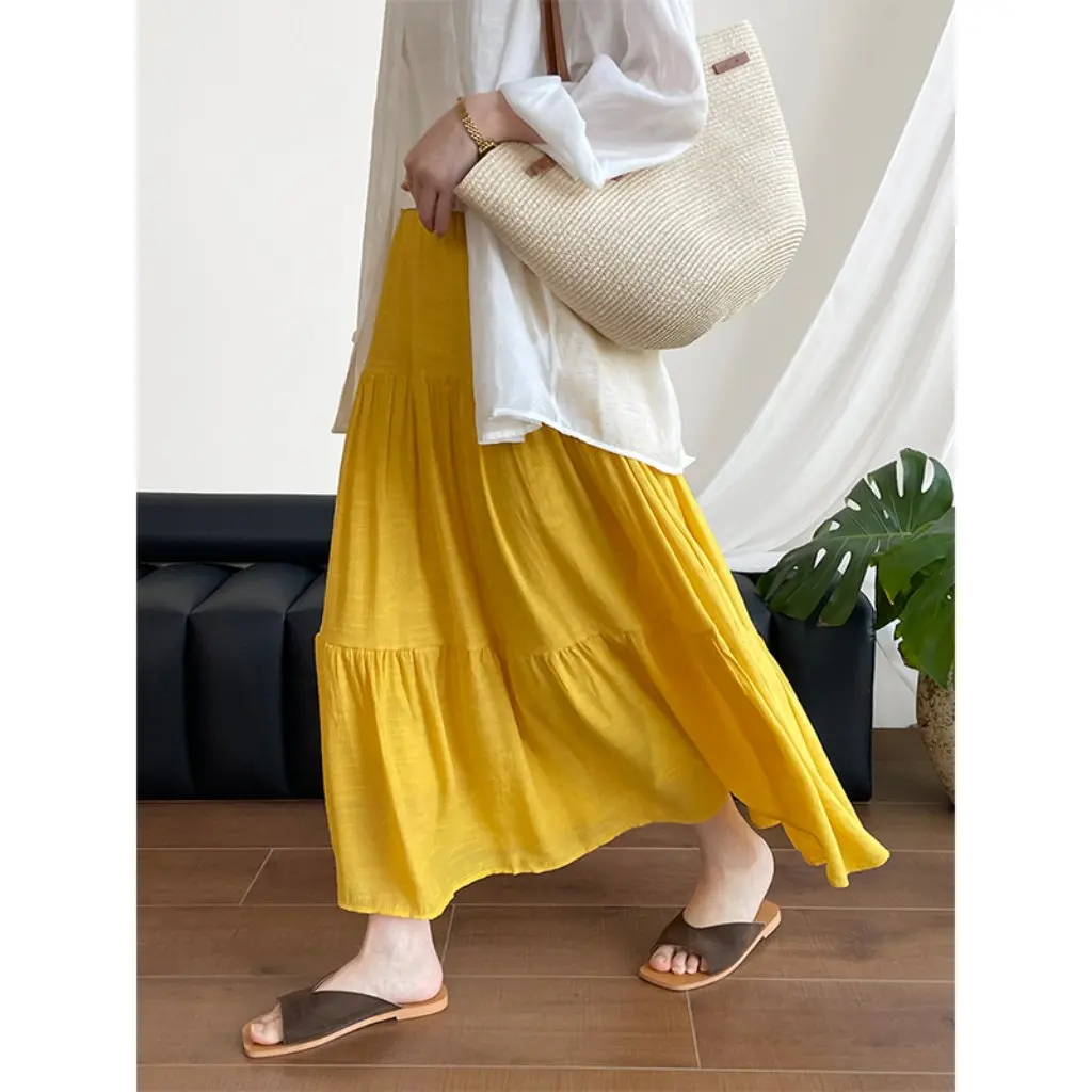 

Tao Chuan Summer High Waist Slimming Pleated Skirt Mid-Length Atmosphere Design for Women YL726