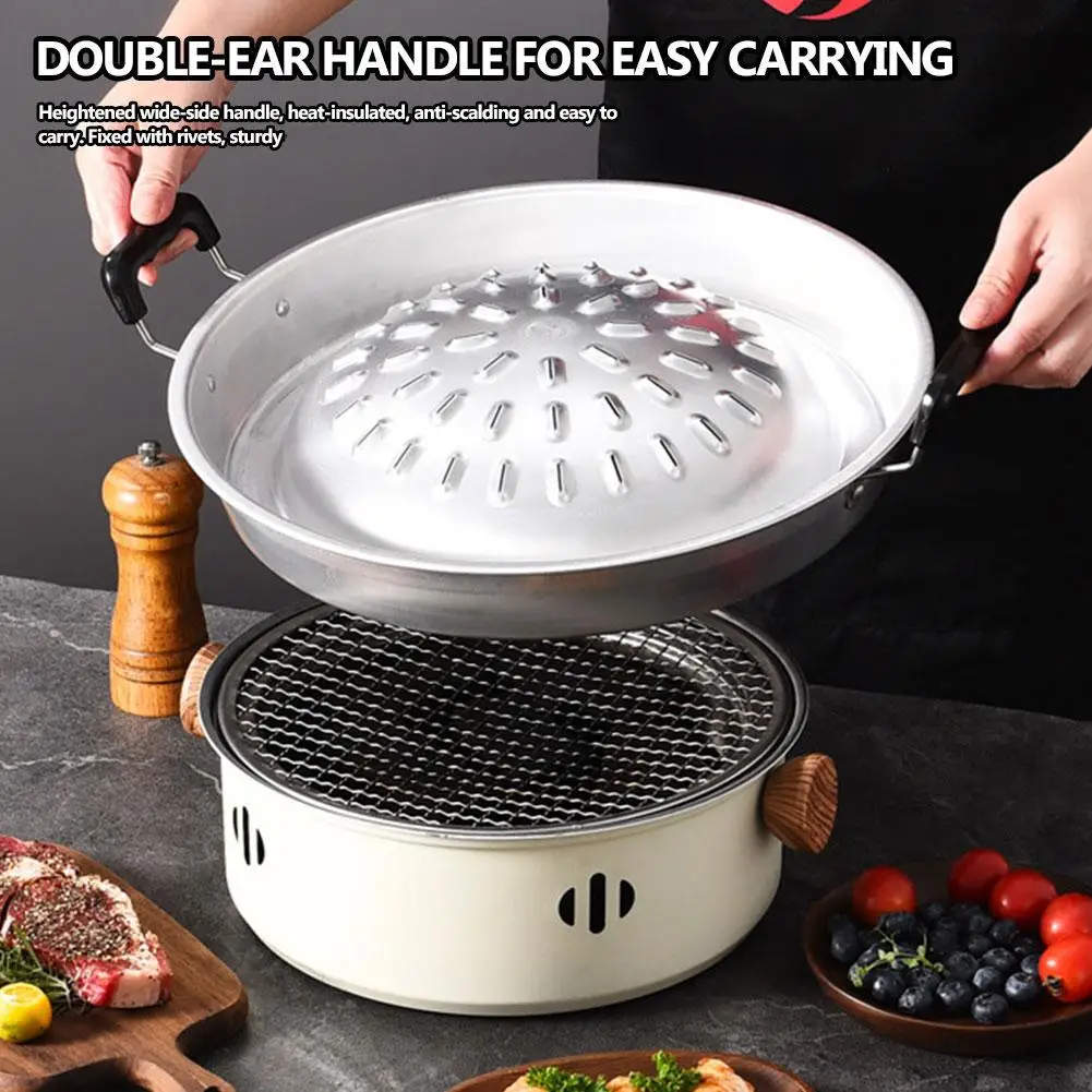 All-In-One Hot Pot And Grill Reusable Fish Grill Basket Sturdy Wearresistant BBQ Grill Pan For Use Multi-Function Grilling Tray