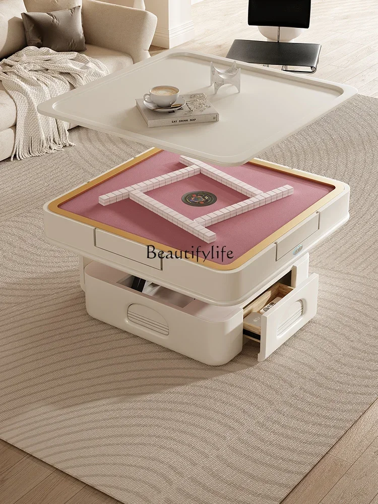 Mahjong table machine automatic coffee table dining table integrated dual-purpose multi-functional lifting cream wind
