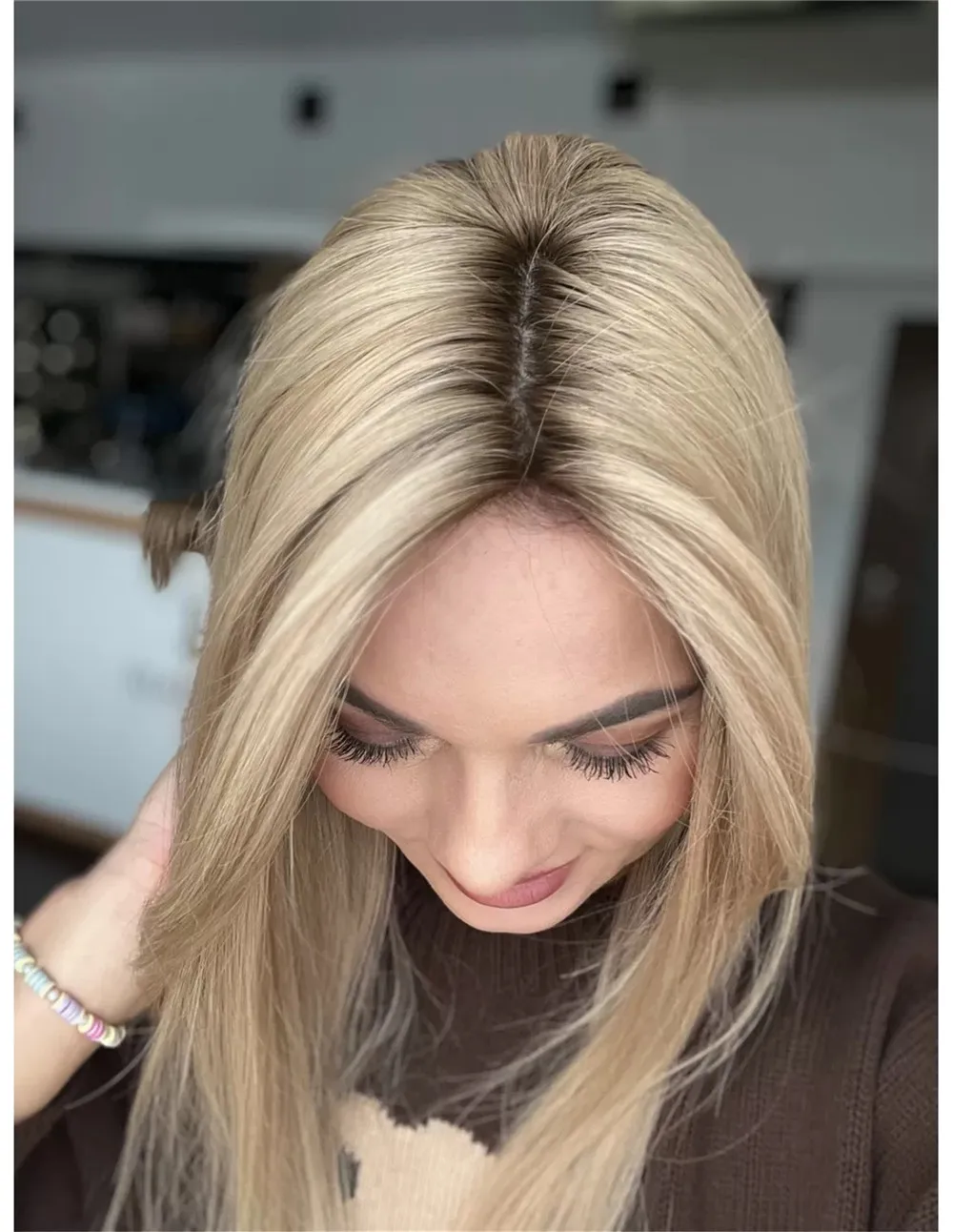 Light Blonde Glueless Wigs Long Straight Soft Synthetic Hair Natural Hairline Pre Plucked Original Factory Premium Wig Top Sale