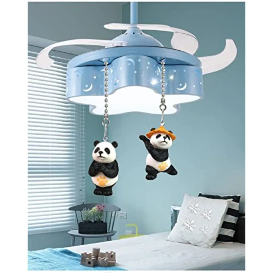 4Pcs 12 inch Ceiling Fan Pull Chain Panda Charm Pendant Ceiling Fan Danglers Fan Pulls Chain Extender with Ball Chain Connector