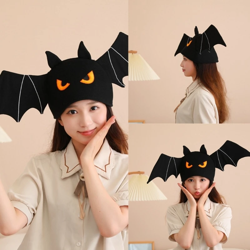 Halloween Bat Cap Cosplay Costume Hat Stage Props Plush Bat Hat Women Men Unisex Party Cap Kids Festival Dropshipping