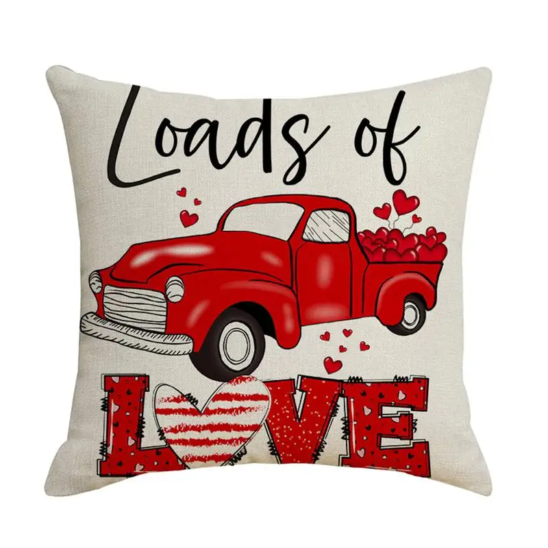 Love Pillow Cases | Festive Red Printed Throw Pillow Case With Zipper | 45X45Cm Standard Size Replacement Pillow Covers For Wife