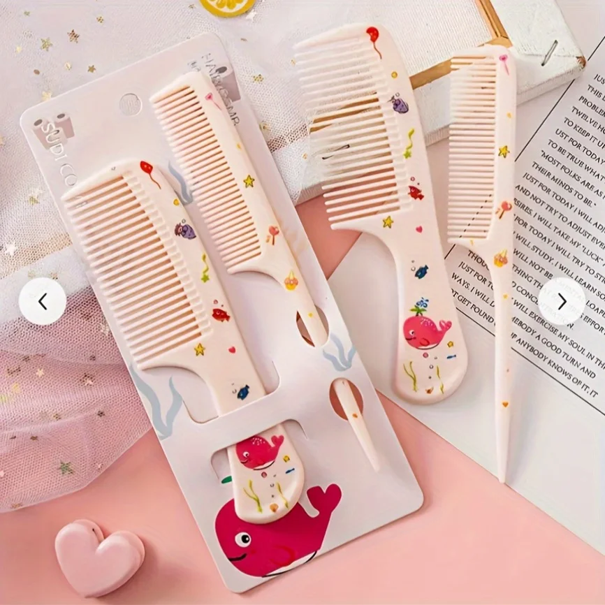 2pcs Cartoon Animal Kids Hair Comb Set Cute Portable Hair Brush Lovely Hairdressing Tool Little Girls Hair Accessories