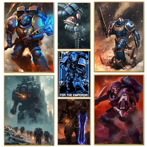 40K Hot Anime W-WarhammerS 40K Poster Paper Print Home Living Room Bedroom Entrance Bar Cafe Art Painting Decoration