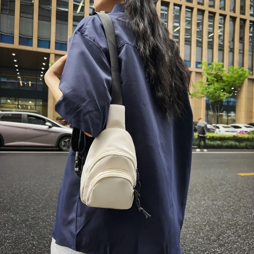 

Simple Solid Color Men Crossbody Bag Nylon Multifunctional Sports Chest Bag Japanese Style Mini Shoulder Bag Unisex