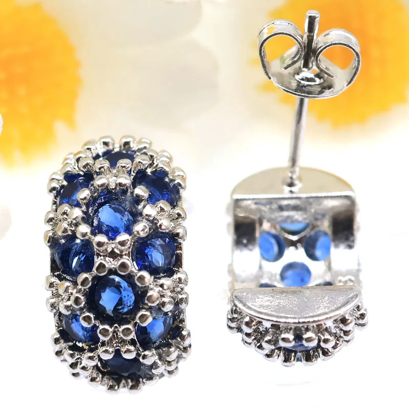 Buy 4 Get 1 Free 15x8mm Lovely Cute created Iolite Tanzanite Woman's Engagement Silver plated Earrings