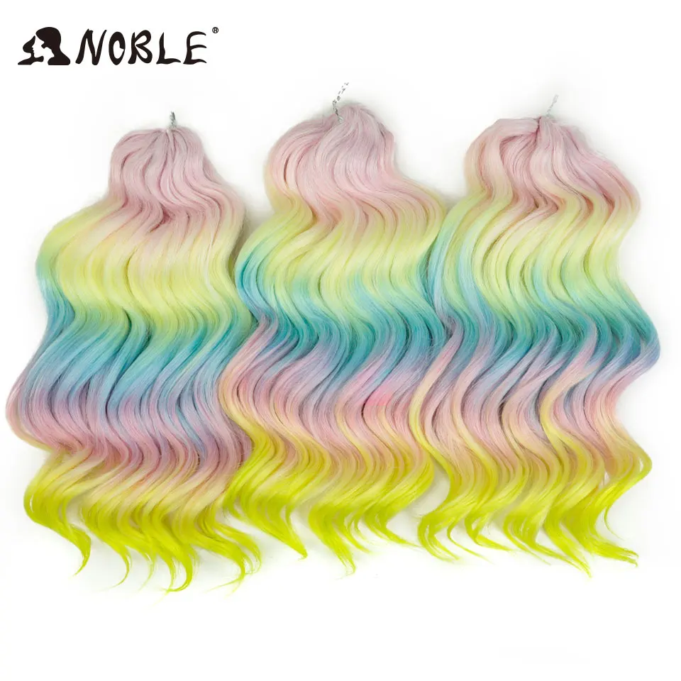 Noble Hair Twist Crochet Lockiges Haar 16“ Regenbogenfarben Tiefe Welle Flechthaar Ombre Blond Wasserwellen Flechthaarverlängerungen – Detail 5