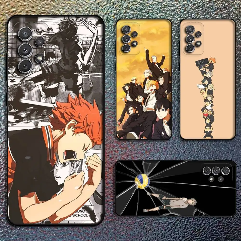 حافظة هاتف Amine H-Haikyuu لهاتف سامسونج S25، S24، S21، S22، S23، S30، Ultra، S20، Plus، Fe، Lite، Note، 10,9,5G غطاء أسود