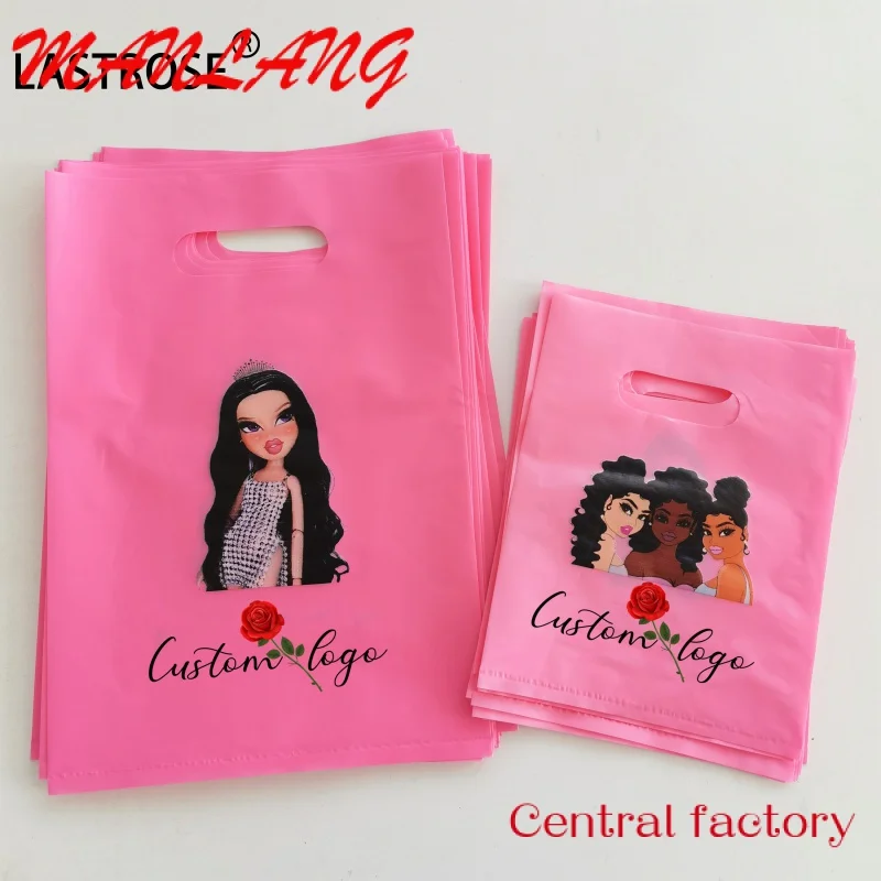 Custom  new plastic hand bag private label shopping gift  plastic bag custom eyelashes plastic bags with logo