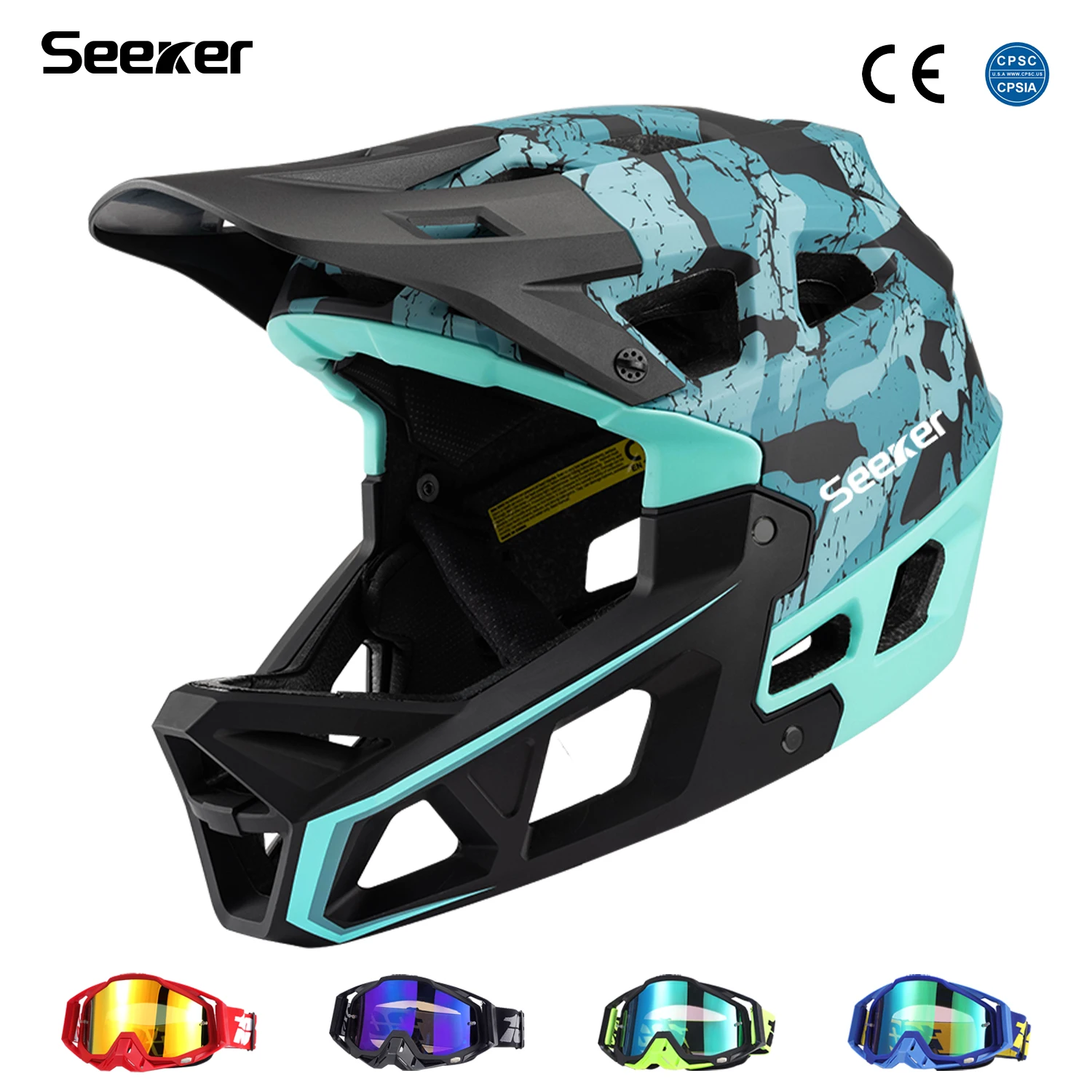SEEKER bicycle off-road full-face helmet lightweight professional downhill protective helmet outdoor riding safety equipment