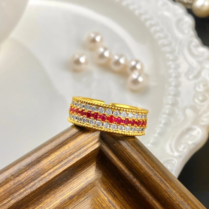 

New simple personality red corundum ring advanced sense of exquisite fashion light luxury red zircon women jewelry gift