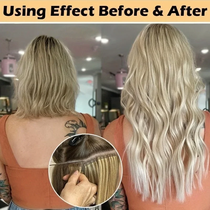 PROKYVITY 10/20 個ナチュラルルックテープインヘアエクステンション 100% 人毛 12-24 インチシームレス再利用可能なヘアピース女性用