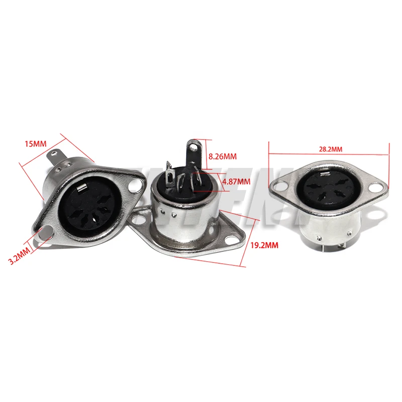 5PCS 3Pin 4Pin 5Pin 6Pin 7Pin 8Pin Panel Mount Female Jack DIN Adapter MIDI Cable Connector