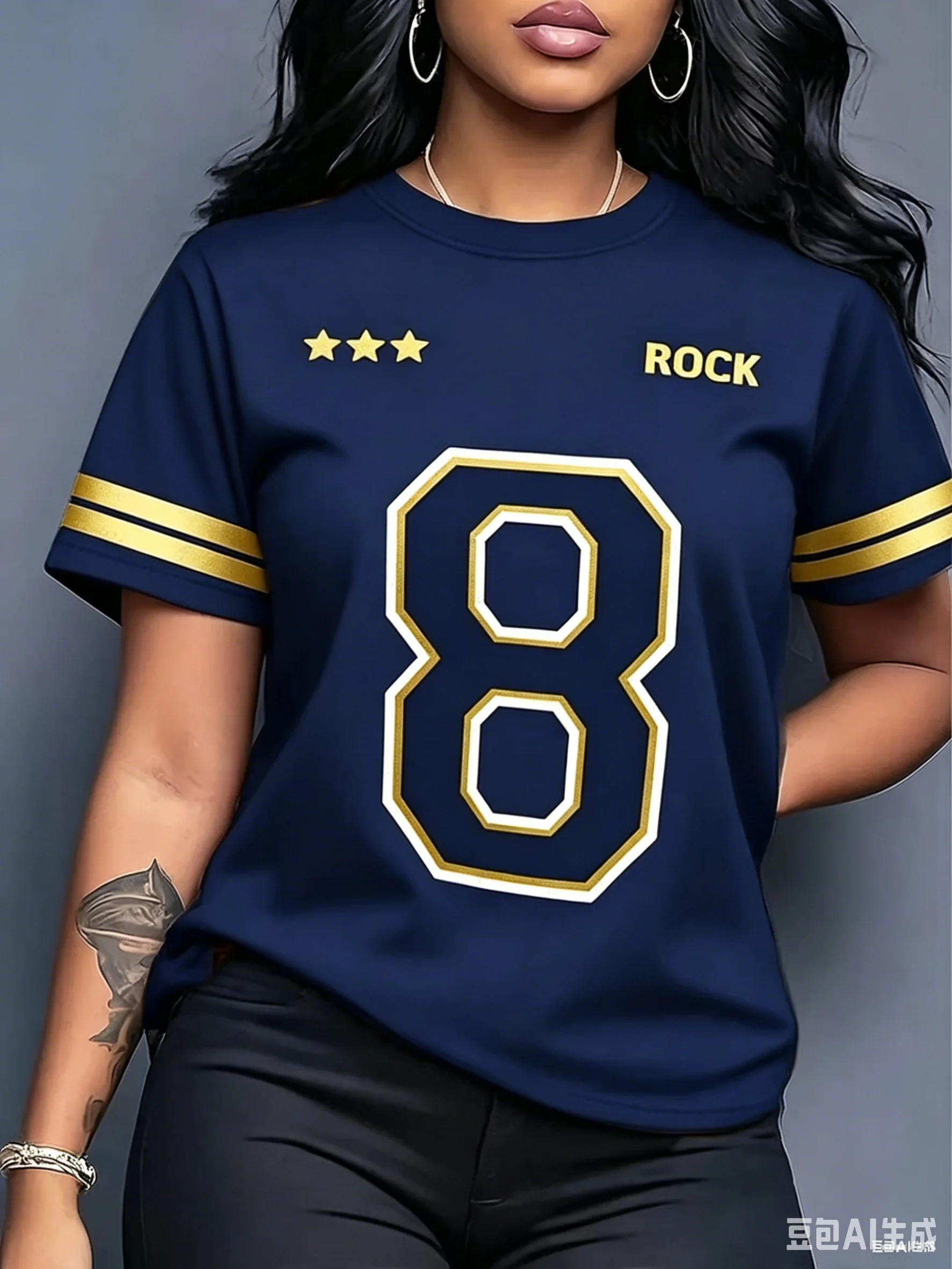 Couple Outfits Rock NO.8 Fashion Printed Round Neck Short Sleeve T-Shirt Summer Graphic Jerseys Loose Sport T-Shirt Streetwear