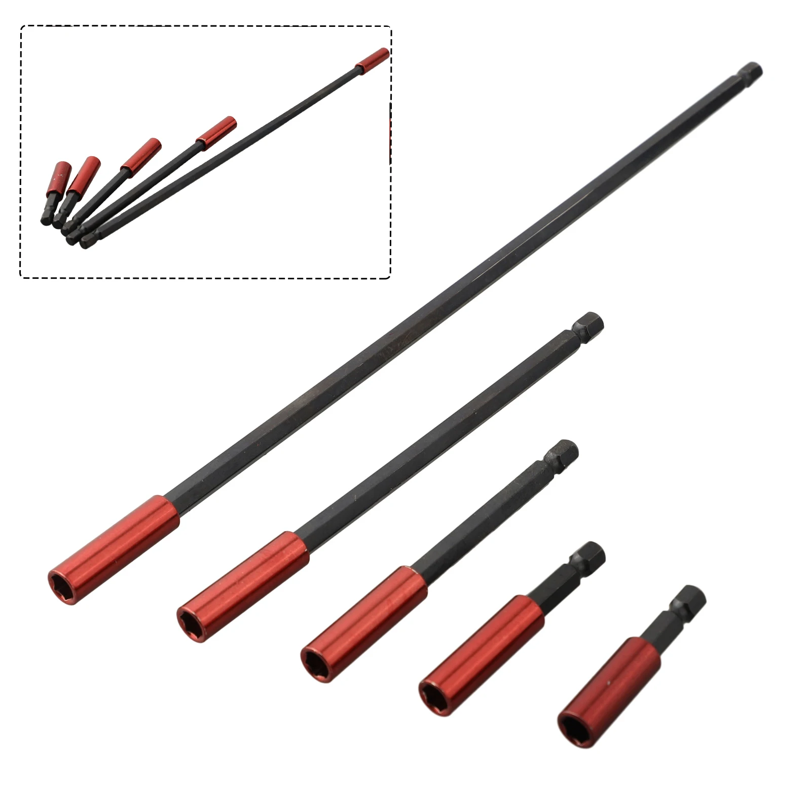 Quick Change Screwdriver Bit Extension Rod 1/4 Inch Hex Shank Magnetic Holder For Power Drill Electric Screwdriver 50-300mm Red
