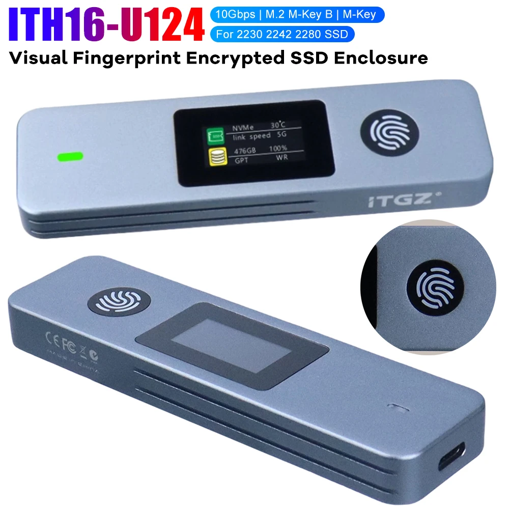 

Корпус SSD M-Key B & M Key Твердотельный диск Корпуса для жесткого диска с визуальным отпечатком пальца и шифрованием SSD для 2230 2242 2280 SSD