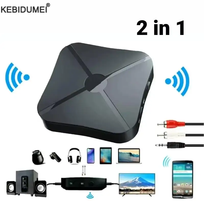 KN319 Bluetooth Transmitter Receiver 2 in 1 Wireless Audio Adapter 3.5MM AUX Jack RCA Stereo For Home TV MP3 PC Speaker