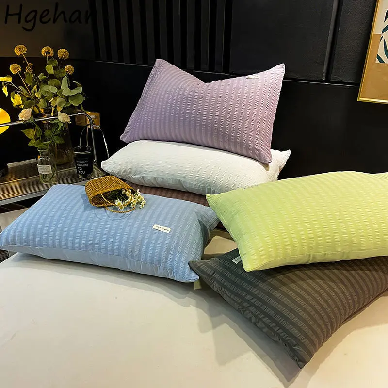 

One Pair 48x74cm Plain Pillowcase Bedroom Bedding Soft Comfortable Washable Removable Pillow Case Breathable Simple Home Decor