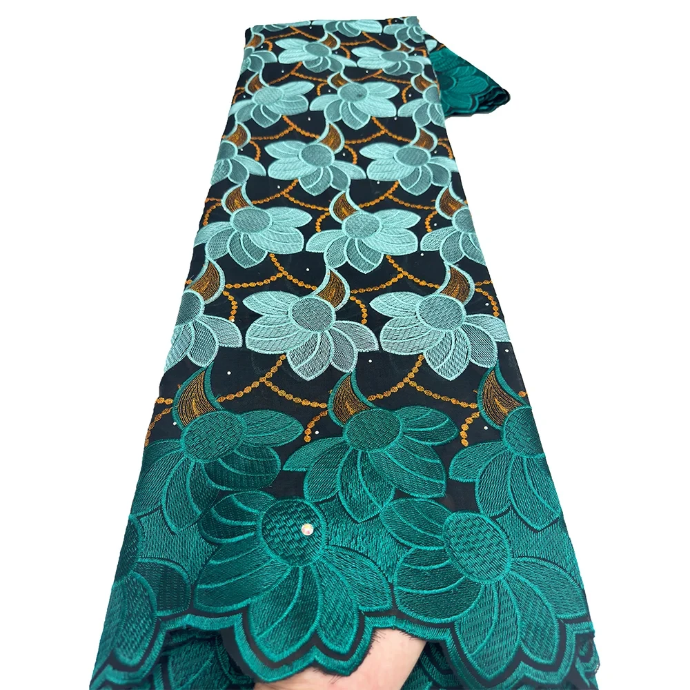 

Swiss Voile Lace in Switzerland with Rainstones 2025 High Quality African Cotton Embroidery Lace Fabirc for Women Dresses