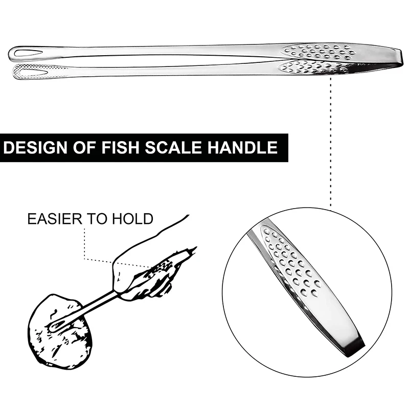 AY03-Kitchen Tweezer Tongs,Extra-Long Stainless Steel Tongs With Precision