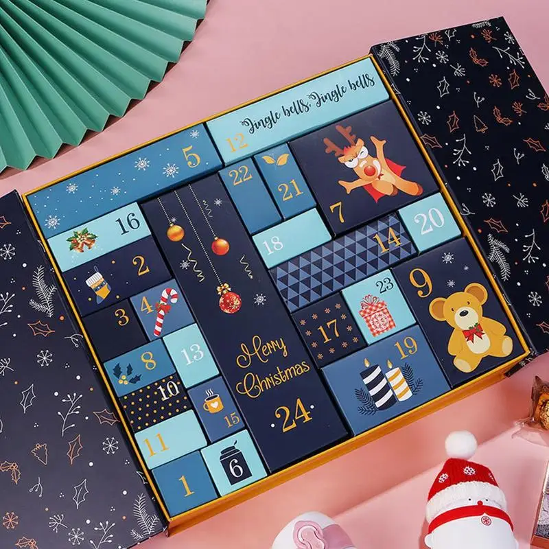 Christmas Countdown Box 24 Days Countdown Calendar Package Wrap Christmas Countdown Box Fillable Empty Cardboard Number Boxes