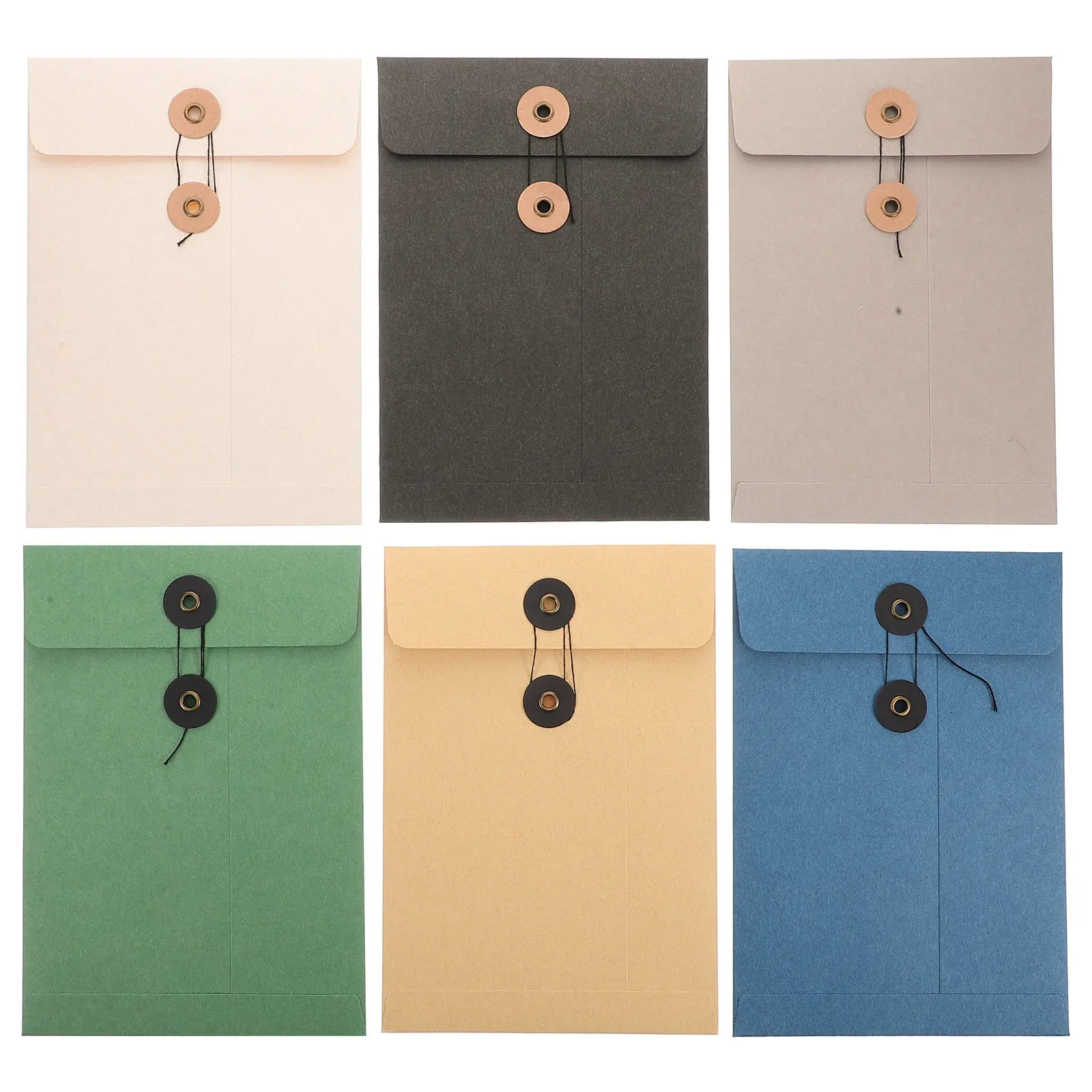 

6Pcs Document Organizer File Pouches Thick Material Large Size Document Holders String Button Design Convenient Office Storage