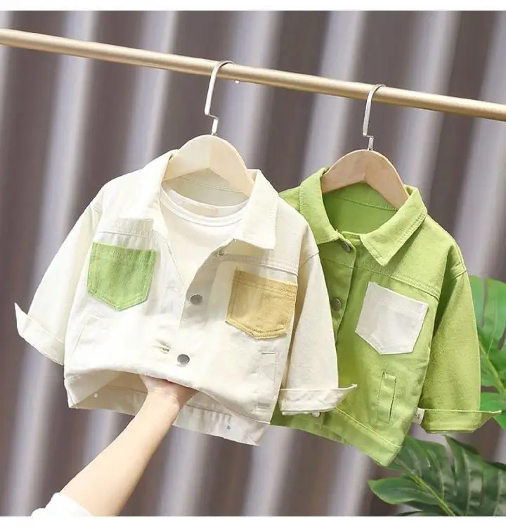 Spring and autumn children's coats foreign fashion boy casual outside to wear a top girl baby patchwork jacket cardigan for1- 6Y