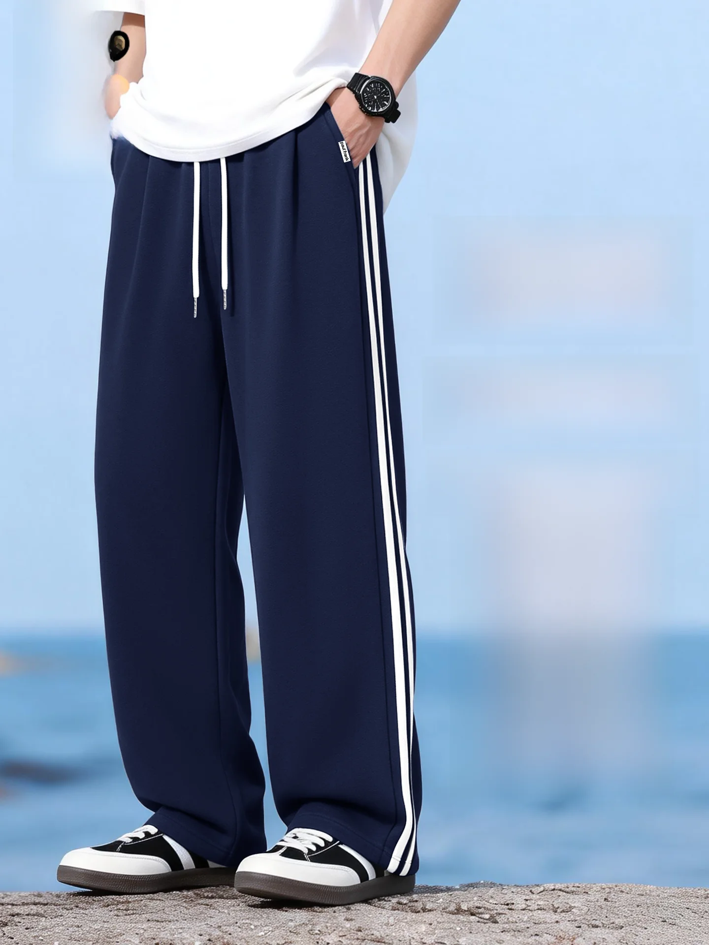 

Мужские повседневные брюки свободного кроя Big Mouth Monkey, весенние, в американском стиле, для подростков, синие в полоску, уличная одежда