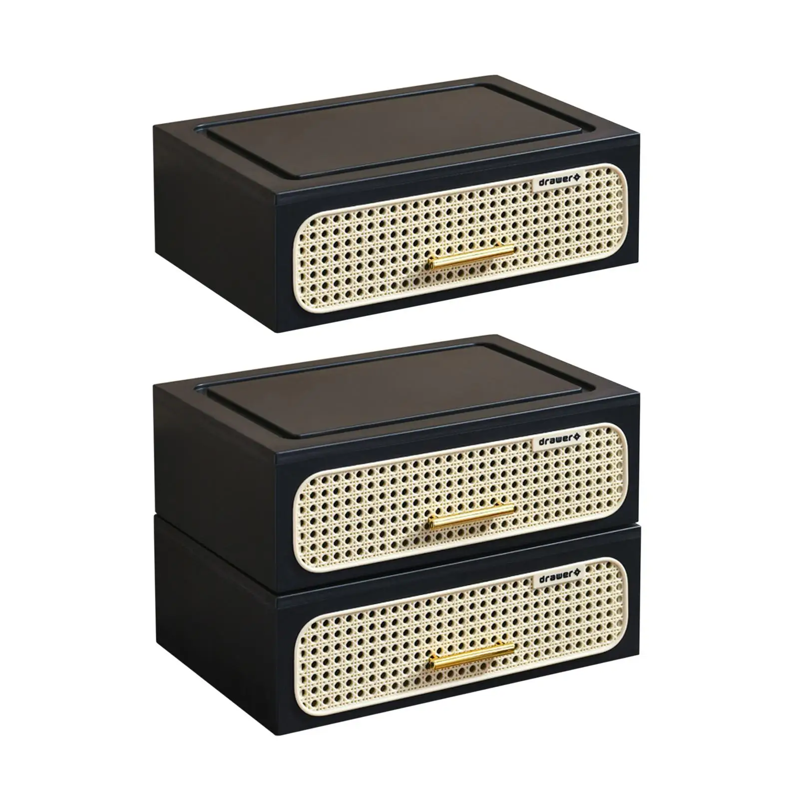 농가 침실용 서랍이 있는 인조 라탄 나이트스탠드