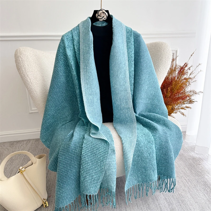 

Роскошный синий однотонный кашемировый шарф для женщин, зимнее теплое утепленное одеяло, шаль, шарфы, женские шарфы из пашмины Bufanda Echarpe Poncho