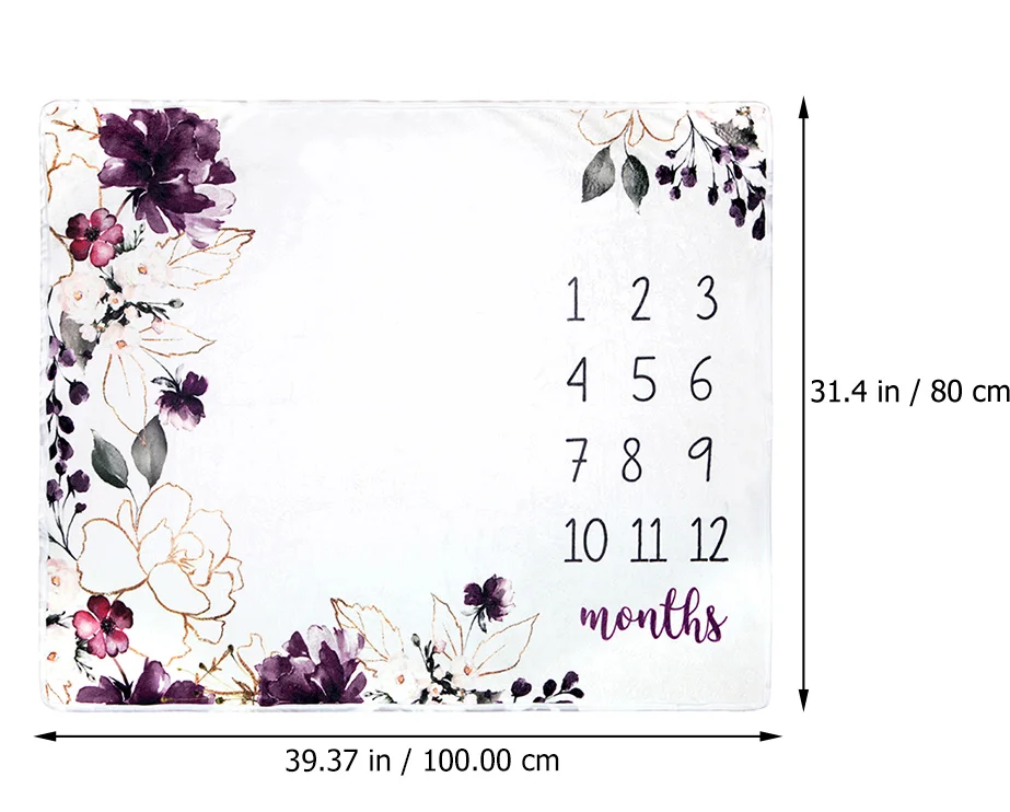 

Baby Growth Memorial Blanket Newborn Props Soft Flannel Monthly Background No Fade Baby Shower Gift Photo Blanket