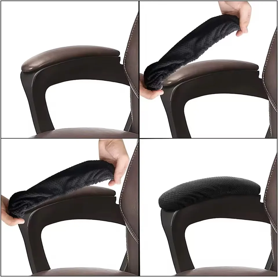 1 Paar Bürostuhl-Armlehnenbezüge, staubdicht, dehnbar, schmutzabweisend, Spandex-Stretch, Armlehnenüberzug für Computerstühle – Detail 5