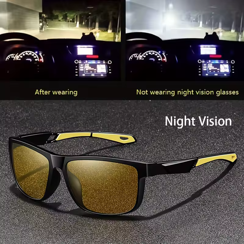 Square Yellow Night Vision Anti-Glare Goggles for Men Women Driving Fishing Beach Sunglasses UV Protection Polycarbonate Glasses - Image 8