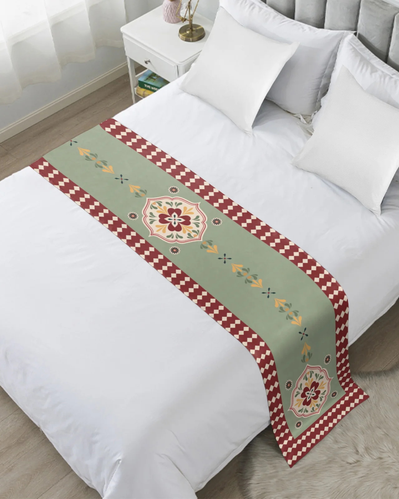 

Texture Flower Dahlia Symbol Bed Runner Home Hotel Decoration Bed Flag Wedding Bedroom Bed Tail Towel