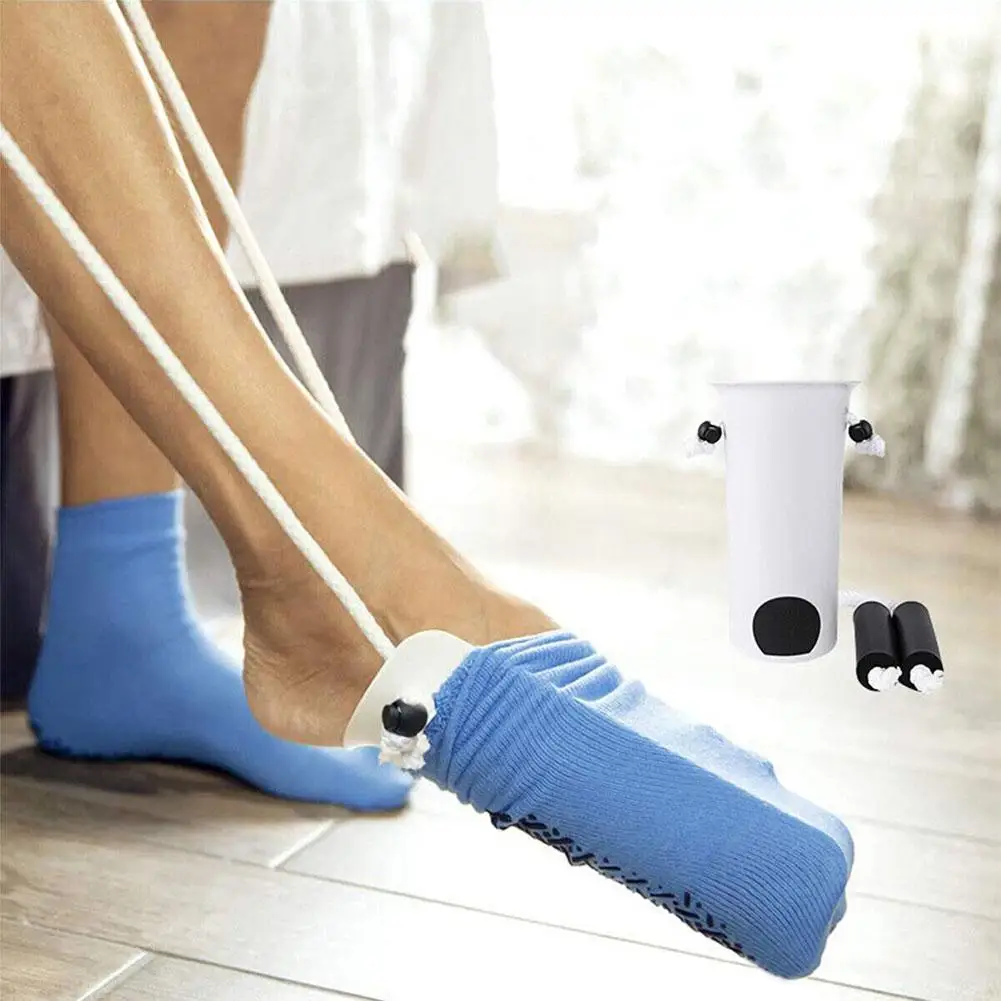 Dispositivo para poner calcetines para personas mayores con asas de espuma de fácil agarre, ayuda para vestirse para ancianos y personas con movilidad limitada, facilita el poner calcetines.