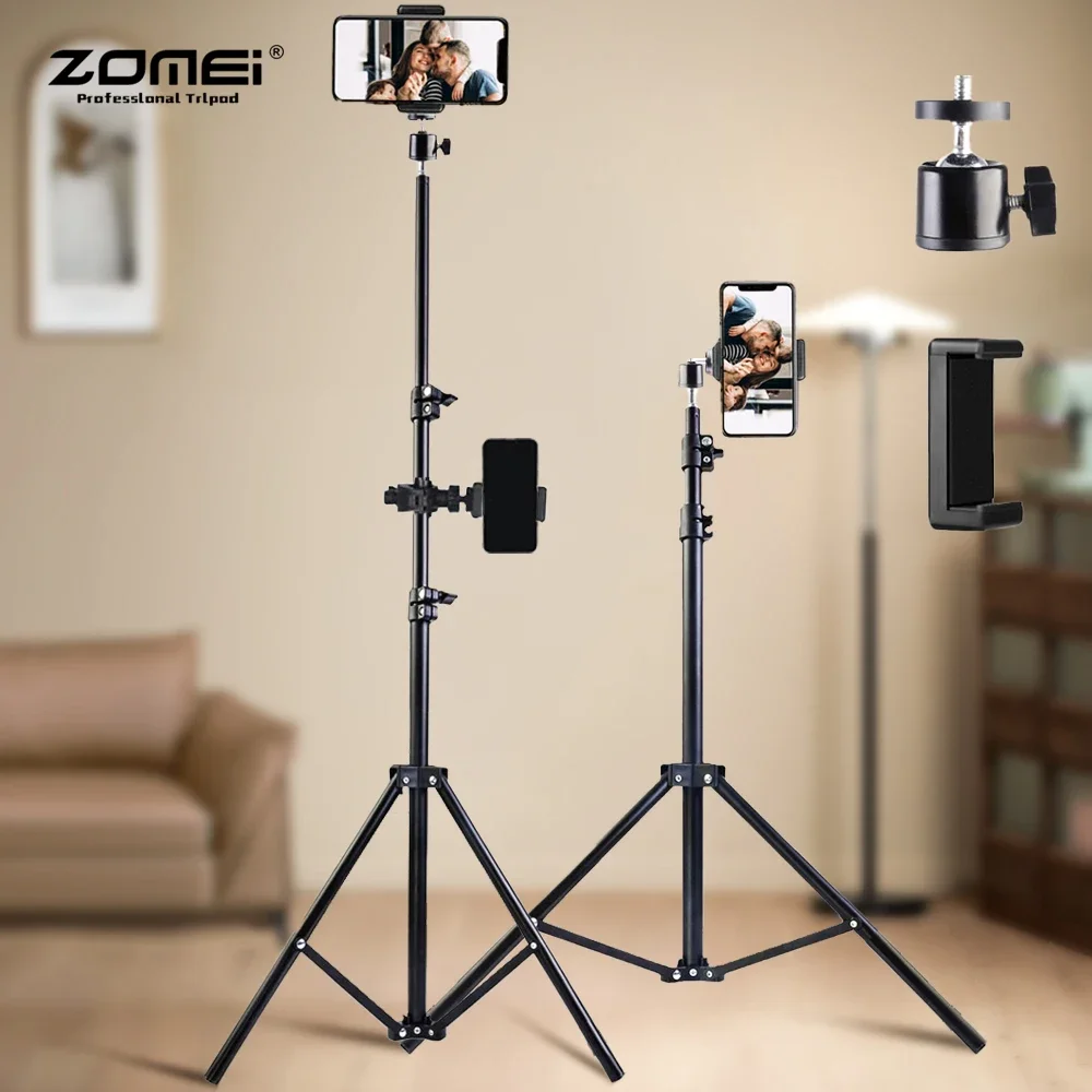 

ZOMEI 190cm Tripod Phone Tripod Stand Selfie Stick 1.9m Mobile Stand Cellphone Holder Photography With Multifunctional Clip