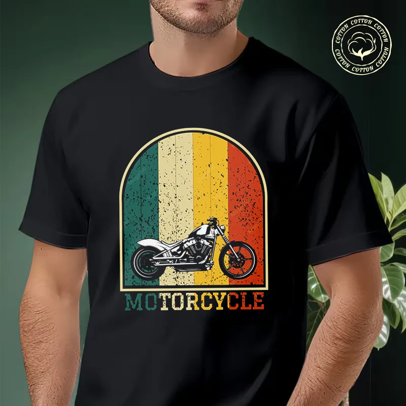 

2026 Men Cotton Casual T-shirts Motorcycle Retro Design Tee Men s Summer Cycling Sportswear Tops