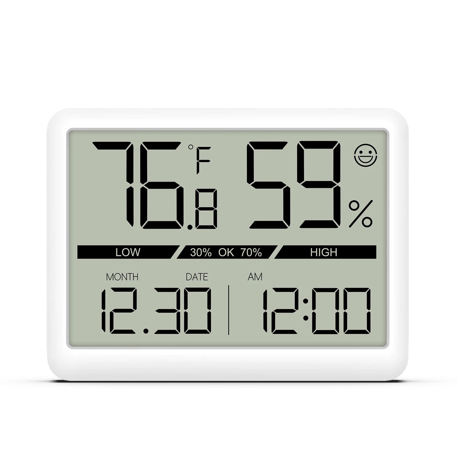 ORIA Humidity Meter Thermometer LCD Large Number Indoor Hygrometer Accurate Humidity Gauge Room Thermometer with Clock