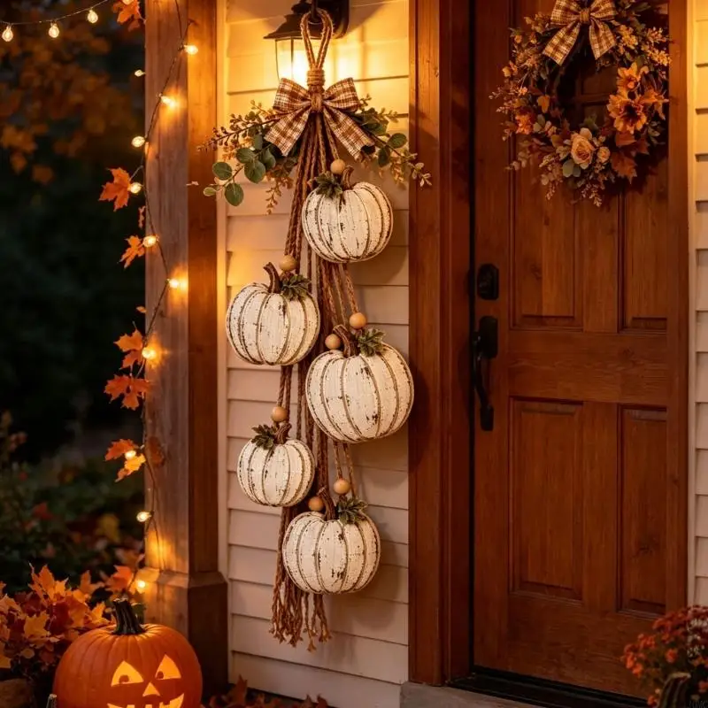 Fall Home Accent With Rope Display for Entryway and Living Area, Wooden Harvest Piece for Bedroom Use, Approx 22.8in Vertical