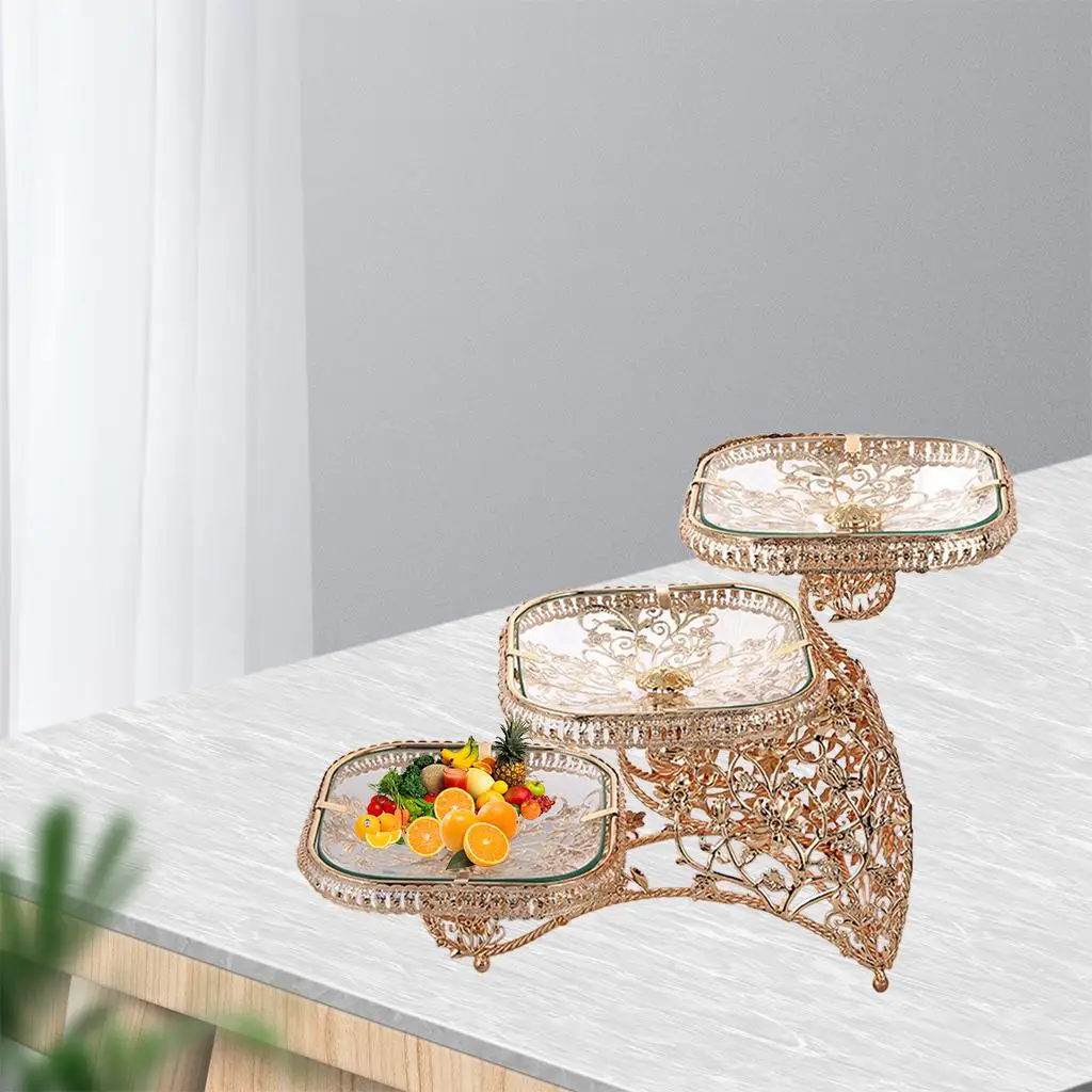 3 Tier Fruit Dessert Snacks Bowl Salad Display Holder Storage Tray Stand