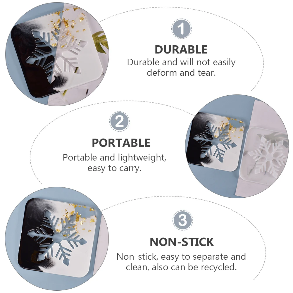 

Snowflake Coaster Mold Hollow Design Durable Silicone Lightweight Portable DIY Crystal Epoxy Resin Tray Mat Casting Gifts Family