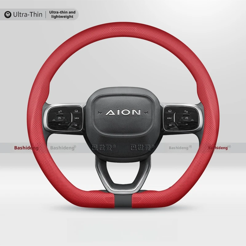 New For AION Ultra‑Thin Steering Wheel Cover Nappa Leather Solid Color Fit AION UT AION V AION ES Hyptec HT HL Car Accessories