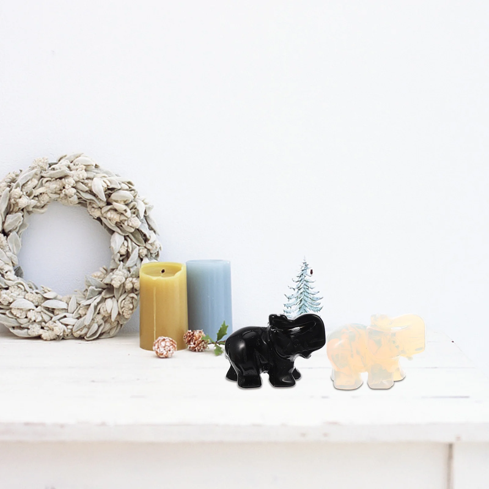 

2Pcs Aventurine Elephant Ornament Smooth Surface Creative Home Desktop Decor Table Accent Small Artistic Decoration