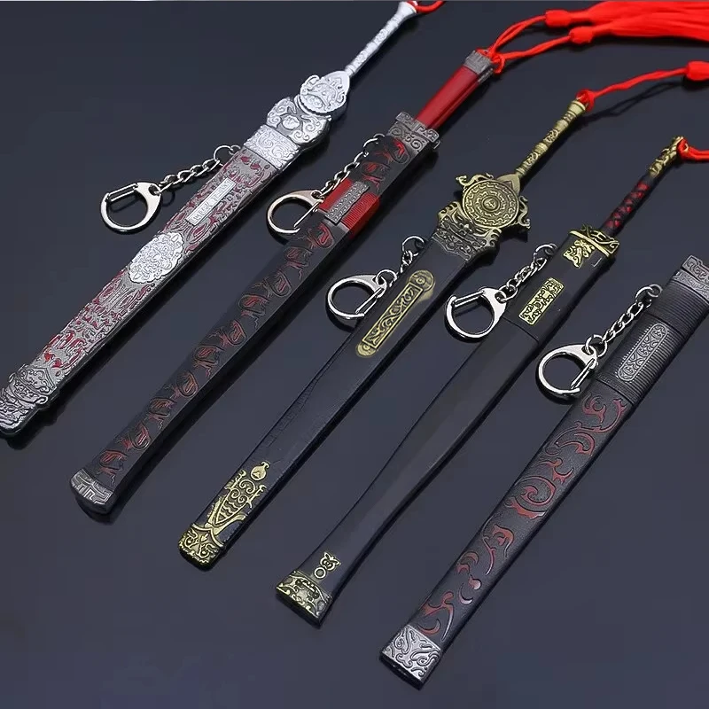22cmTiger Head Chisel Golden Spear Full Metal Lance Ancient Cold WeaponModel Ornament Replica MiniaturesGifts Decoration Kid Toy