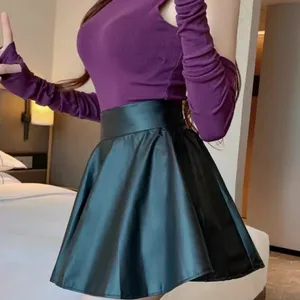 Mini Kurzrock Elastic Mehrzweck Frau, synthetische Lederröcke, hohe Taille, Skateboarder -Arbeit, Nachtclub 10 Hauptverkäufe Kurzrockparty - №6