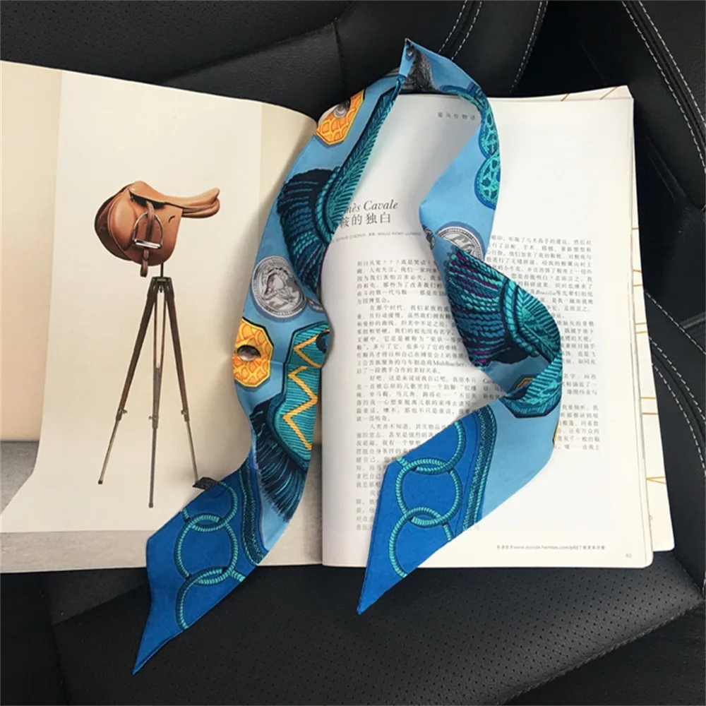 Neue Doppelschicht Twill Band Feder Fächer Gebunden Tasche Griff Seidenschal Dekorative frauen Lange Kleine Band Streamer 5*90 cm