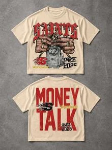 Y2K Saints Money Talk Graphic Tee, Oversized Streetwear T-Shirt, Vintage Hip Hop Dollar Print  Streetwear