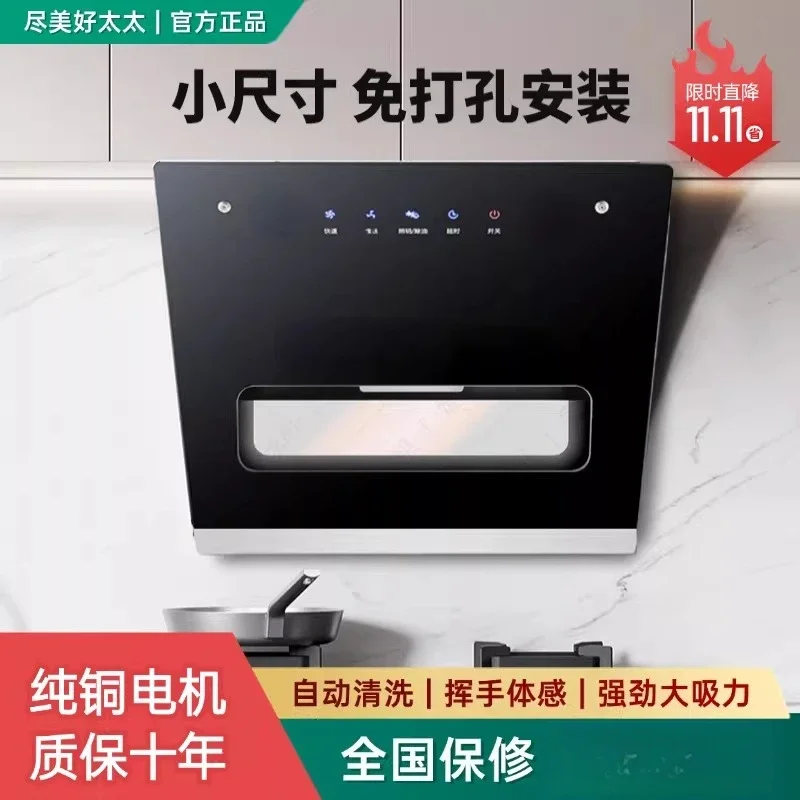 220V Small Kitchen Range Hood for Home Apartment Rental No Installation Side Suction Smoke Extractor WDB