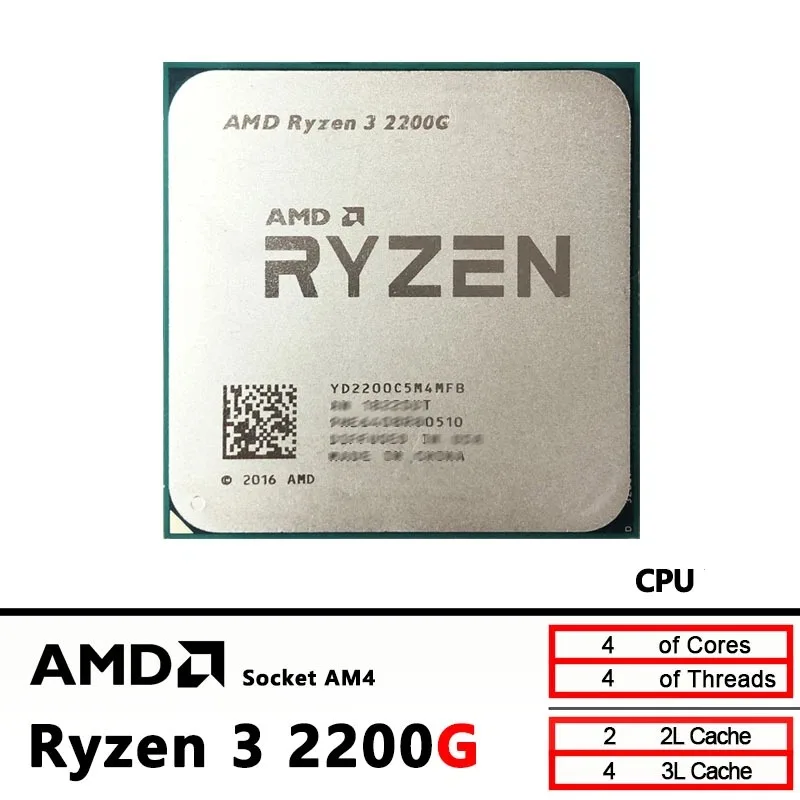 AMD R3 2200G Family Computer Processor Web Browsing Office Software 4K Streaming APU Integrated Graphics 4-Core 3.5GHz AM4 CPU